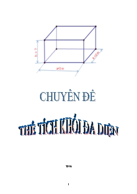 Chuyên đề Thể tích khối đa diện